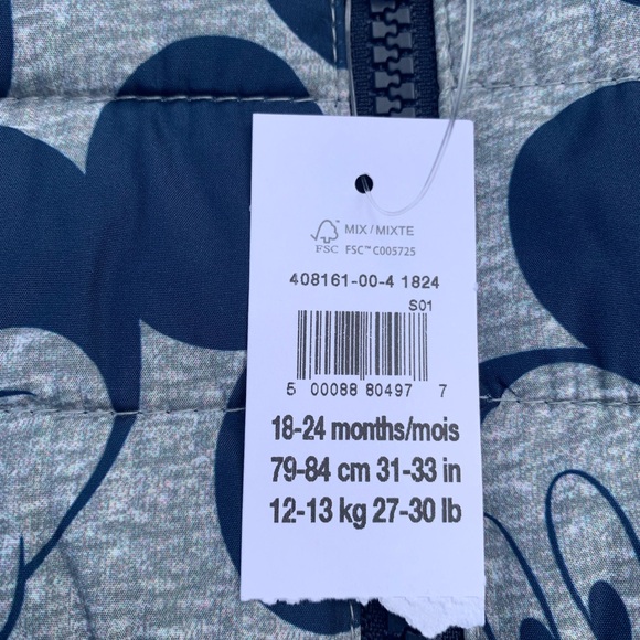 NWT GAP X DISNEY PUFFER JACKET Sz 18-24M - Picture 4 of 5